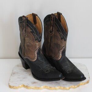 Sterling River Women’s Size 11 Leather Western Cowboy Boots Brown Black Stitchin